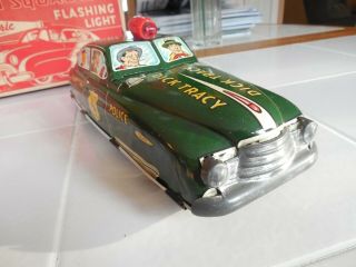 Marx Dick Tracy Siren Squad Car N.  O.  S.  W/ BOX & INSTRUCTIONS Near Tin 1940s 3