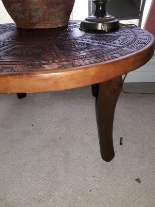 Mid CENTURY HAND TOOLED LEATHER Peruvian Cocktail Table looks 10