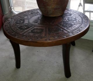 Mid CENTURY HAND TOOLED LEATHER Peruvian Cocktail Table looks 2