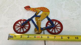 1920 ' s Antique AC Gilbert Tin Litho Balancing String Rider Bicycle Toy Org Paint 11
