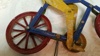 1920 ' s Antique AC Gilbert Tin Litho Balancing String Rider Bicycle Toy Org Paint 8