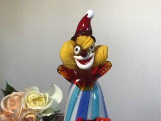 Vintage Murano Art Glass Clown Figurine with Label - Handmade - Signed 3