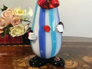 Vintage Murano Art Glass Clown Figurine with Label - Handmade - Signed 5