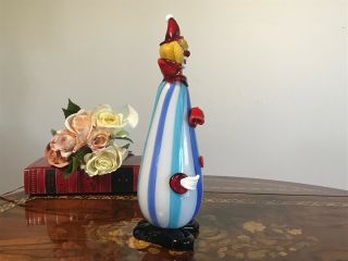 Vintage Murano Art Glass Clown Figurine with Label - Handmade - Signed 7