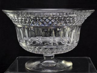 Large Antique Blown & Cut Flared Flint Glass Footed 10 Inch Bowl 1840