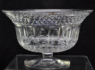 Large Antique Blown & Cut Flared Flint Glass Footed 10 Inch Bowl 1840 2