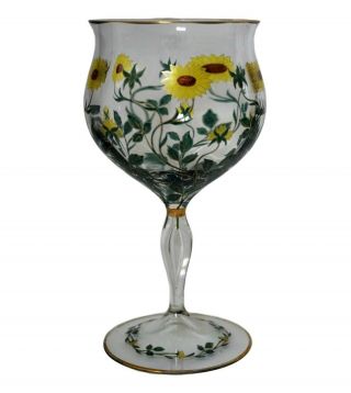 Incredible Austrian Enameled Wine Stem Myers Neff Theresienthal Glass - E