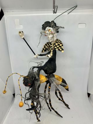 HANDSCULPTED PRIMITIVE CREEPY DECKED OUT SKELLY RIDING HAPPY HORNET BUZZ BUZZ 2