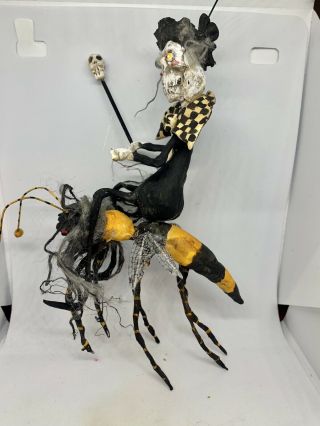 HANDSCULPTED PRIMITIVE CREEPY DECKED OUT SKELLY RIDING HAPPY HORNET BUZZ BUZZ 4