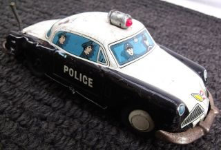 Marusan 1953 Studebaker Hardtop Police Car Vintage Japan Tin Battery Operated