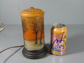 1920s Glass Reverse Painted Night Light w/ Snow Scene / Like Tiffin or Pairpoint 5