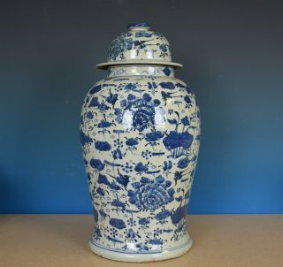 STUNNING LARGE ANTIQUE CHINESE BLUE AND WHITE PORCELAIN VASE V5765 3