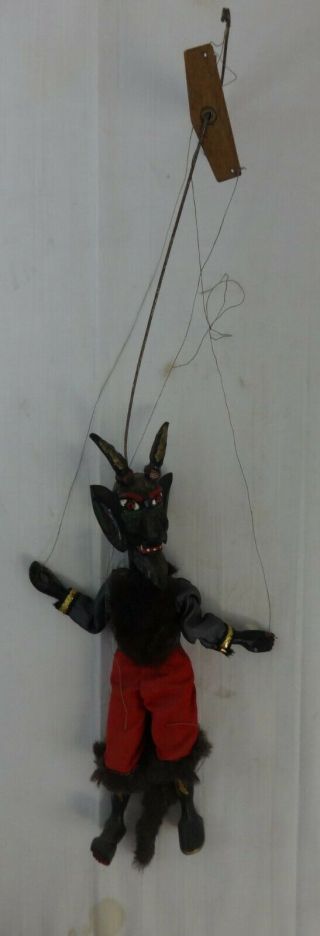 Rare Guignol Hand Puppet Of The Devil Fully Dressed With Tail Ca.  1900