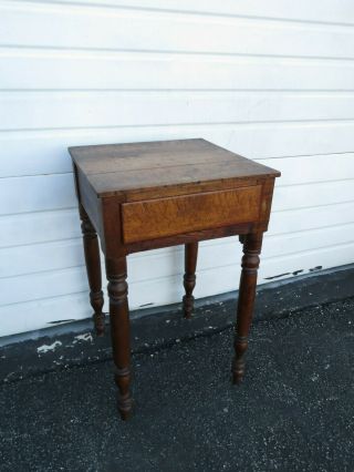 Early 1800s Birdseye Maple Nightstand Side End Table With Drawer 9524