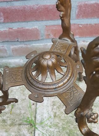 Antique 19th c French Brass Ornate Plant Stand Table Birds Swallows Art Nouveau 10