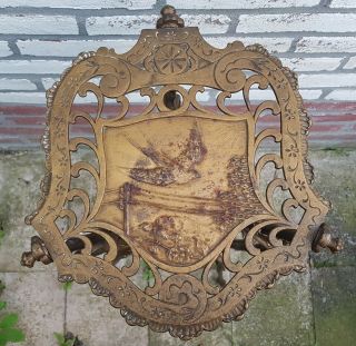 Antique 19th c French Brass Ornate Plant Stand Table Birds Swallows Art Nouveau 6