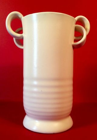 Erphila Matte White Arts & Crafts Czech Pottery Vase 1918 - 1921 RARE 7