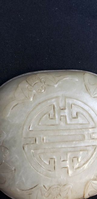 Wonderful Antique Chinese Carved Jade Box With Bats 3