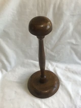 Vintage Wooden Hat Mold Form On Stand