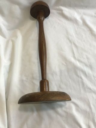VINTAGE WOODEN HAT MOLD FORM ON STAND 3