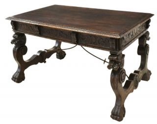 SPANISH RENAISSANCE REVIVAL LIBRARY DESK,  19th century (1800s) 6