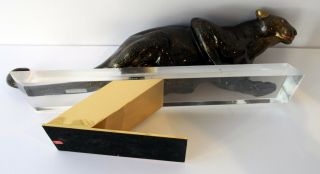 Mangani–Oggetti - BLACK PANTHER Ceramic Sculpture on Lucite Stand MADE IN ITALY 11