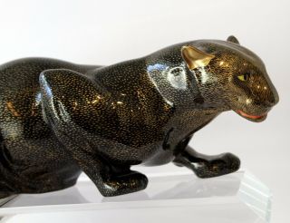 Mangani–Oggetti - BLACK PANTHER Ceramic Sculpture on Lucite Stand MADE IN ITALY 4