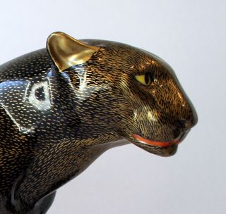 Mangani–Oggetti - BLACK PANTHER Ceramic Sculpture on Lucite Stand MADE IN ITALY 5