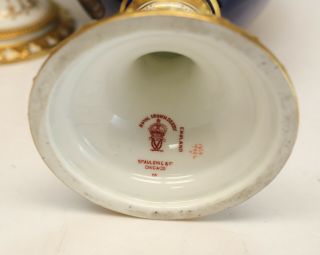 Pair Royal Crown Derby Twin Handled Lidded Urns or Vases,  Artist Signed C.  1910 6