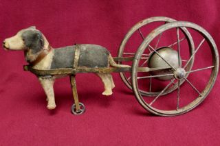 Antique Pull Toy Dog W/bell