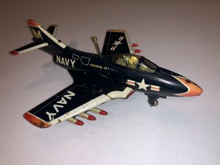 Us Navy Cougar Tin Friction Folding Wing Jet Fighter