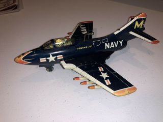 US Navy Cougar Tin Friction Folding Wing Jet Fighter 2