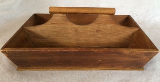 Antique Primitive Wooden Knife Cutlery Utensil Farmhouse Rustic Tray Tote Exc