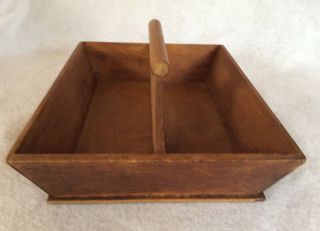 Antique Primitive Wooden Knife Cutlery Utensil Farmhouse Rustic Tray Tote EXC 4