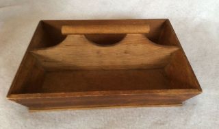 Antique Primitive Wooden Knife Cutlery Utensil Farmhouse Rustic Tray Tote EXC 5