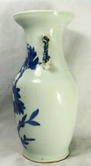 Qing Dynasty Chinese Export Foo Dog Handle Blue & White Celadon Porcelain Vase 4