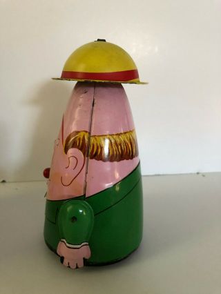 Japan Tin Mechanical Wind up EGG HEAD moving eyes and tang 5