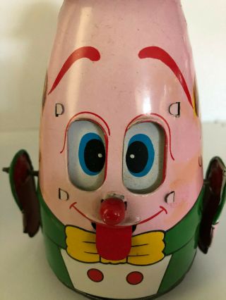 Japan Tin Mechanical Wind up EGG HEAD moving eyes and tang 8