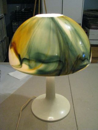 Vintage Mod Gilbert Softlite Atomic Mushroom Plastic Green Marbled Table Lamp