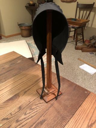 1800’s Antique Counter Display Hat Stand With Authentic Colonial Bonnet 12