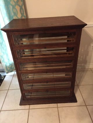 Antique Oak Ribbon Spool General Store Mercantile Display Cabinet Wine Storage