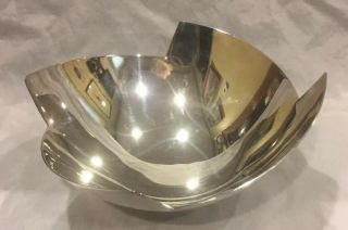 Vtg 1990 Modernist Art Elsa Rady Silver Plate Wing Bowl For Swid Powell 7.  25”dia