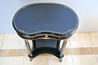 Vintage Kidney Shape Side Table Neoclassical Egyptian Revival Style Two Tier