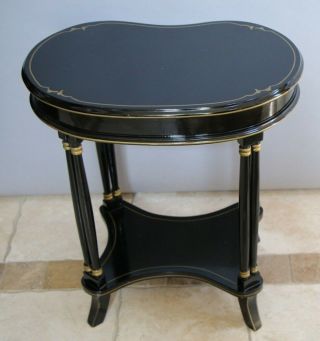 Vintage Kidney Shape Side Table Neoclassical Egyptian Revival Style Two Tier 6