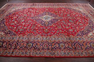 VINTAGE Traditional Floral VIBRANT RED Oriental Area Rug Hand - Knotted WOOL 8x12 10
