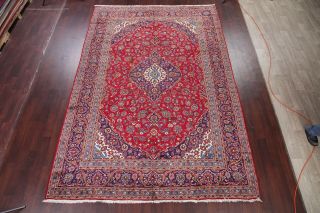 Vintage Traditional Floral Vibrant Red Oriental Area Rug Hand - Knotted Wool 8x12