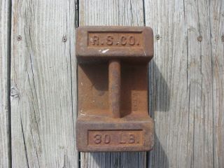 R.  S.  Co.  Antique Calibration Elevator Scale Weight 30 Lbs - Doorstop/tent Anchor