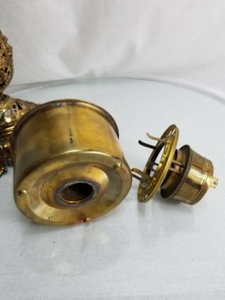Antique Brass Oil Lamp Converted Kerosene Electric Bradley Hubbard Filigree 10