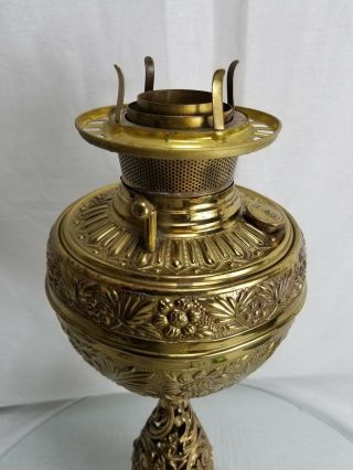 Antique Brass Oil Lamp Converted Kerosene Electric Bradley Hubbard Filigree 2
