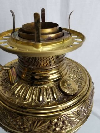Antique Brass Oil Lamp Converted Kerosene Electric Bradley Hubbard Filigree 5